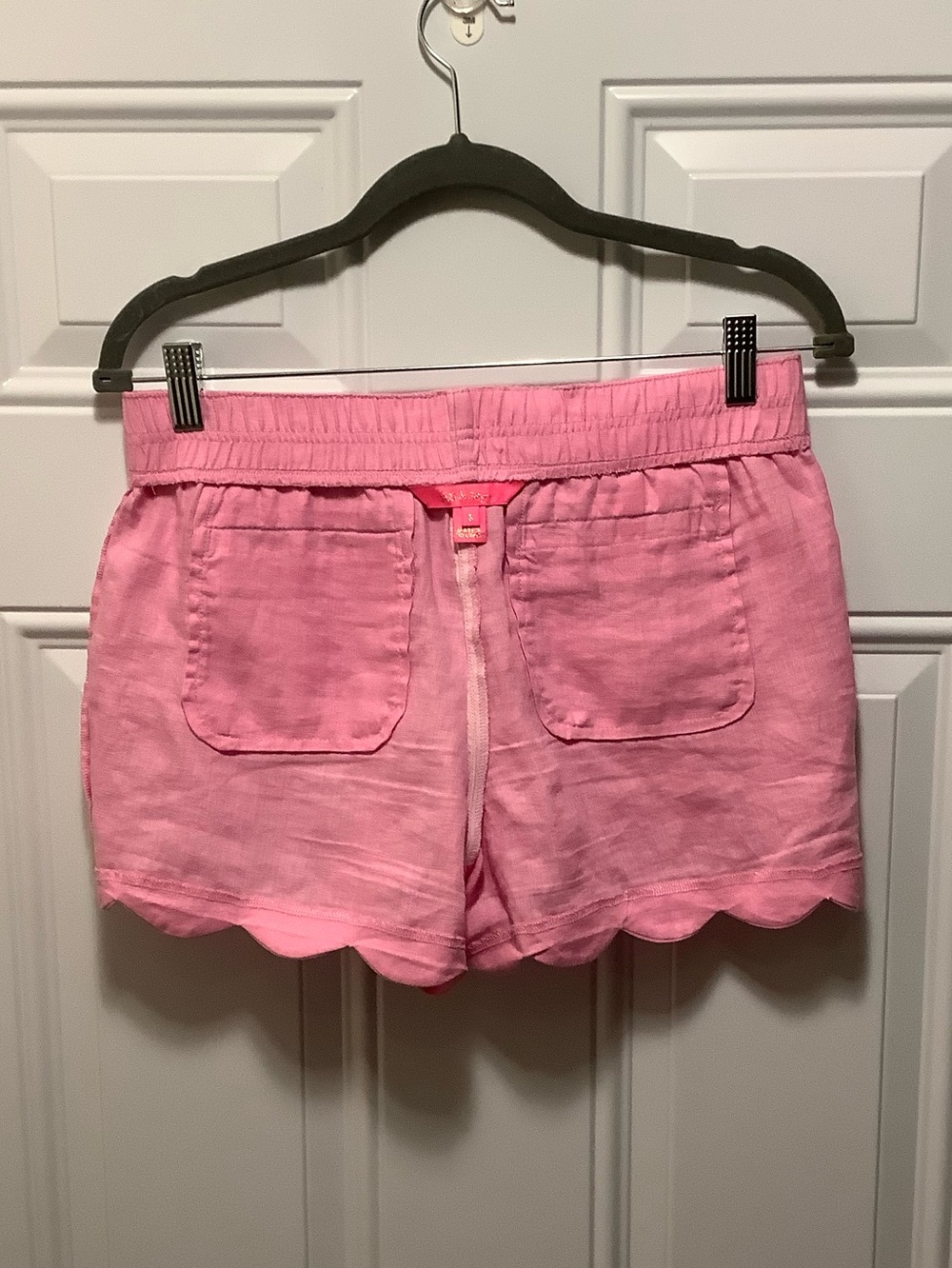 Lilly Pulitzer| Pink Scalloped Linen Shorts 4” Inseam Casual Resortwear - Picture 8 of 10